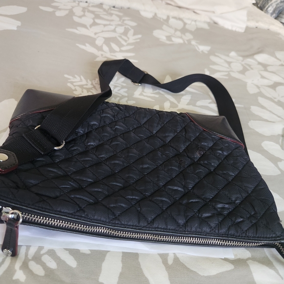 MZ Wallace Black Quilted Crossbody Bag with Silver Zippers - Picture 6 of 7
